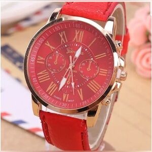 Geneva Red & Gold Watch